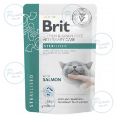 Корм вологий Brit GF VD Care Sterilised для котів з лососем 85 г