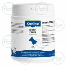 Витамины Canina Biotin Forte Tabletten для собак, интенсивный курс для шерсти, 200 г (60 табл)