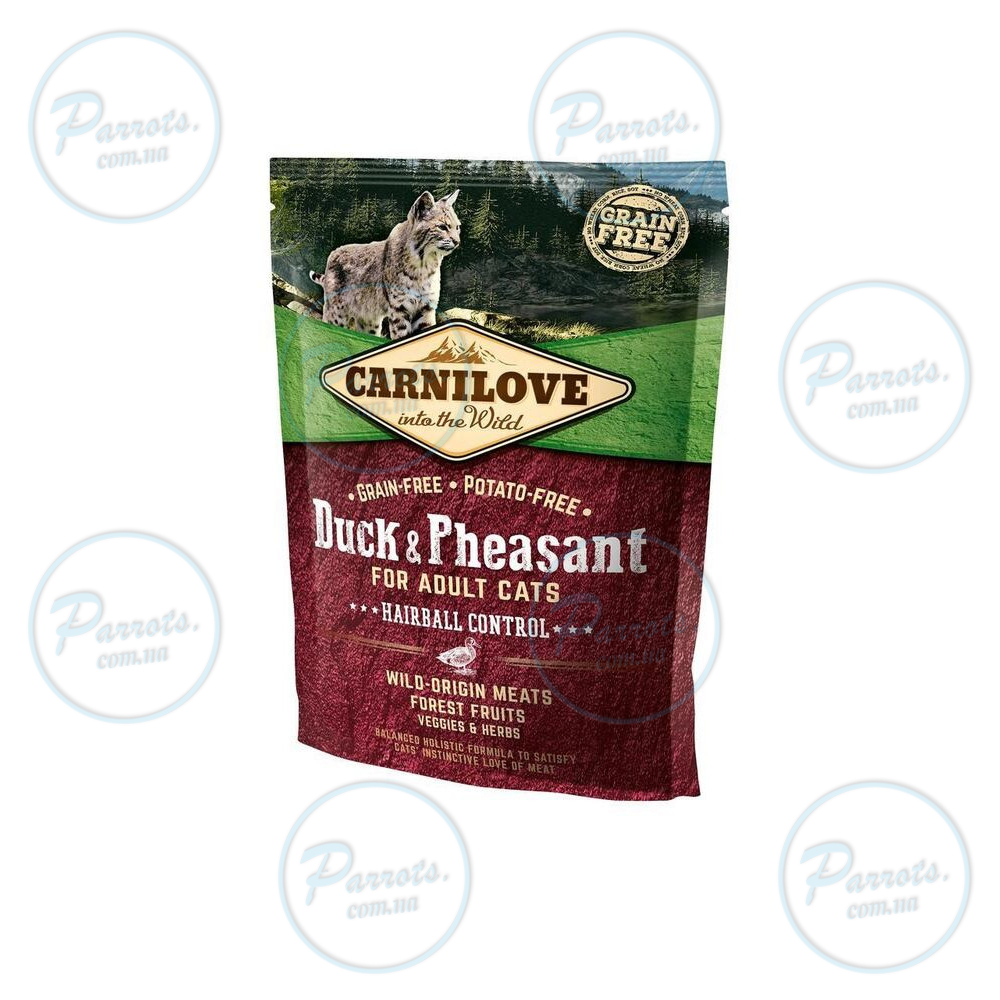 Сухий корм Carnilove Cat Hairball Control для виведення шерсті у котів, качка та фазан, 400 г