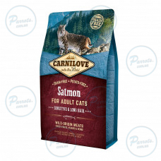 Сухой корм Carnilove Cat Sensitive & Long Hair для кошек с чувствительным пищеварением, лосось, 2 кг