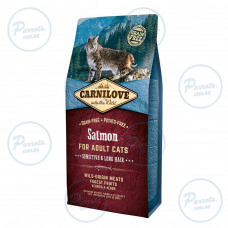 Сухий корм Carnilove Cat Sensitive & Long Hair для котів з чутливим травленням, лосось, 6 кг