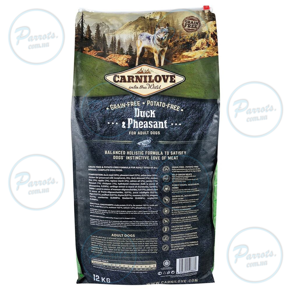 Сухой корм Carnilove Duck & Pheasant для взрослых собак всех пород, утка и фазан, 12 кг