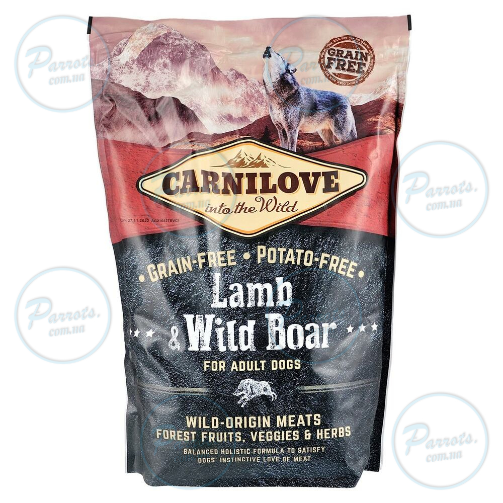 Сухий корм Carnilove Lamb & Wild Boar для дорослих собак всіх порід, ягня та кабан, 1,5 кг