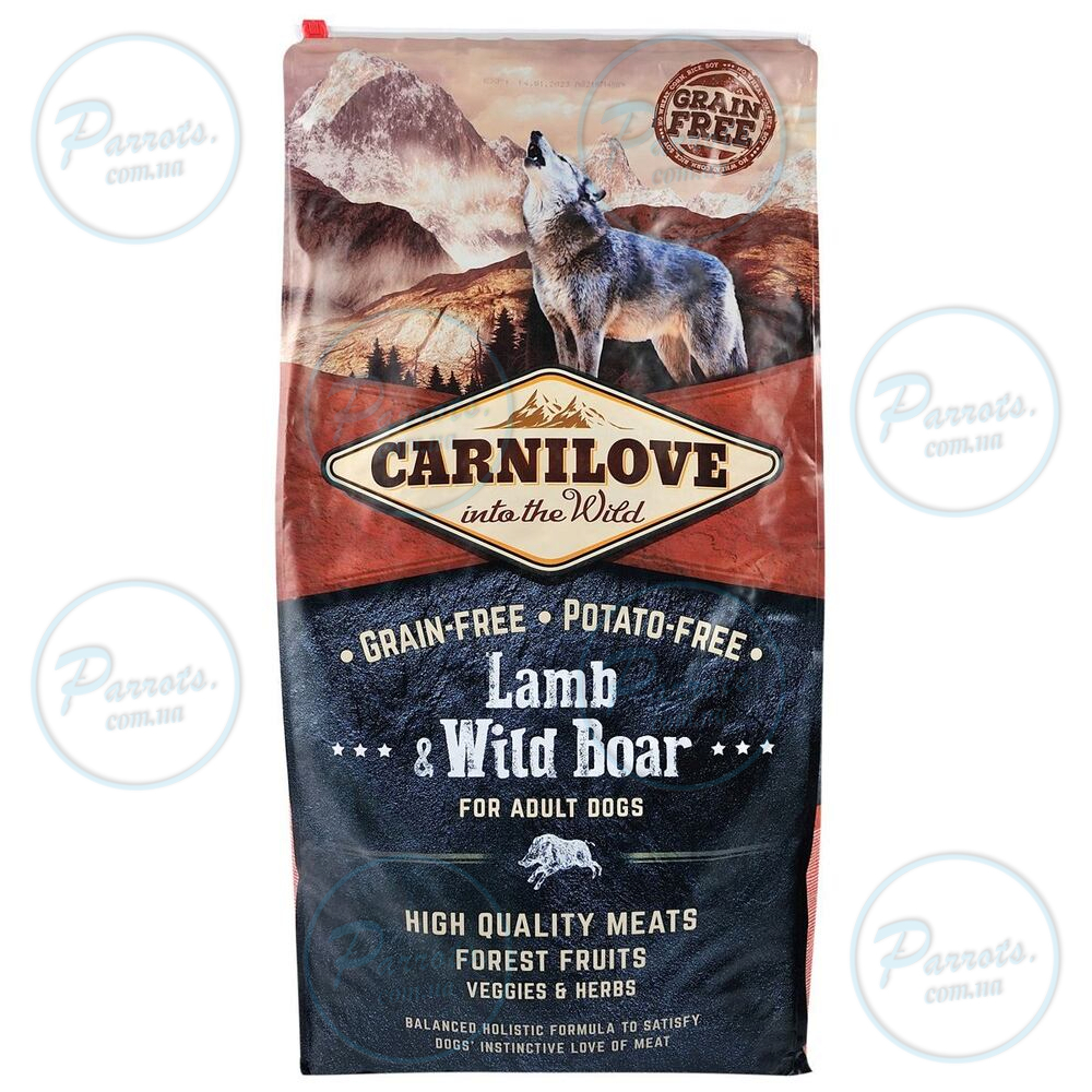 Сухий корм Carnilove Lamb & Wild Boar для дорослих собак всіх порід, ягня та кабан, 12 кг