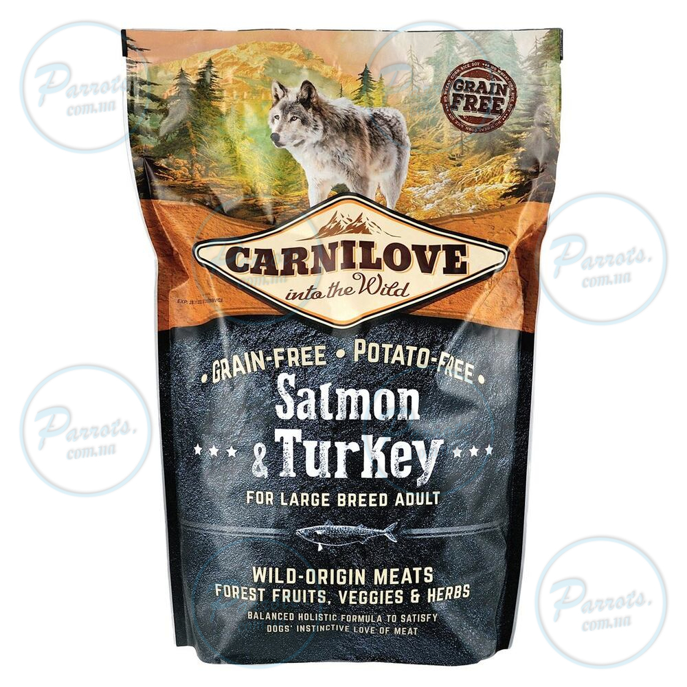 Сухой корм Carnilove Salmon & Turkey для взрослых собак больших пород, лосось и индейка, 1,5 кг