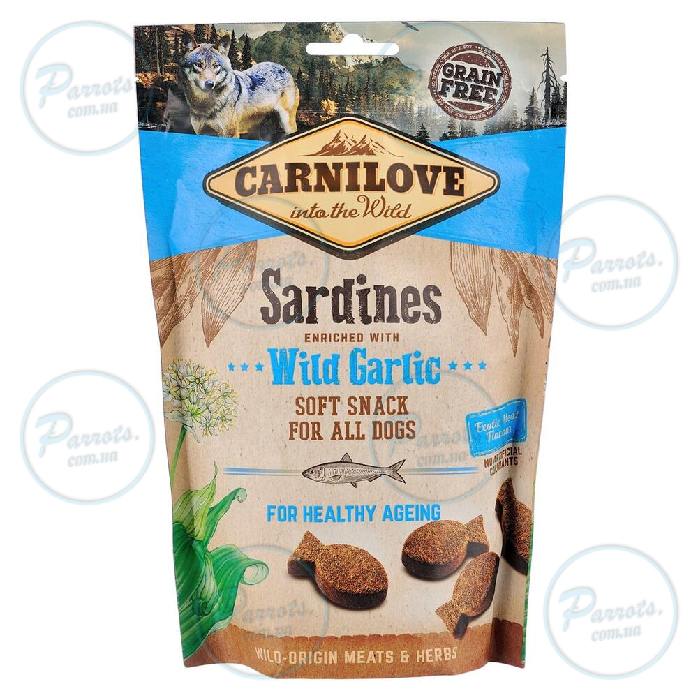 Ласощі Carnilove Dog Semi Moist для собак, сардина та часник, 200 г