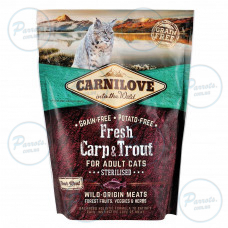 Сухой корм Carnilove Fresh Carp & Trout для стерилизованных кошек, рыба, 400 г