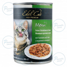 Вологий корм Edel Cat для котів, з індичкою та печінкою, 400 г