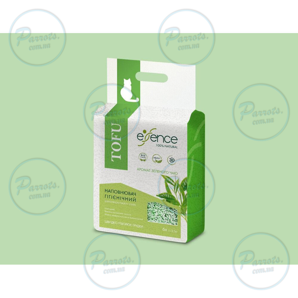 Наполнитель для кошачьего туалета Essence из тофу, с ароматом зеленого чая, 6 л
