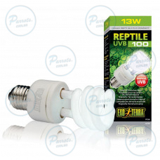 Лампа тераріумна Exo Terra Repti GLO 5.0 для тропічних рептилій, ультрафіолетова, люмінесцентна, 13 W, E27 (для опромінення)