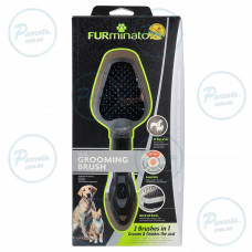 Гребінець-щітка FURminator для котів та собак, двостороння, з гумовою ручкою та захисними кульками