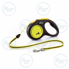 Поводок-рулетка Flexi New Neon для собак, с тросом, размер S 5 м/12 кг (желтый)