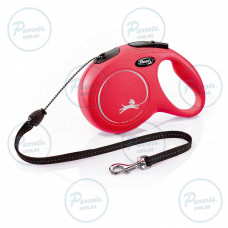 Повідець-рулетка Flexi New Classic для собак, з тросом, розмір M 8 м / 20 кг (червона)