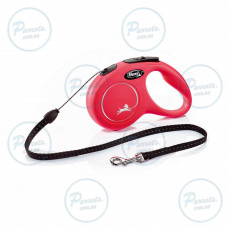 Повідець-рулетка Flexi New Classic для собак, з тросом, розмір S 5 м / 12 кг (червона)