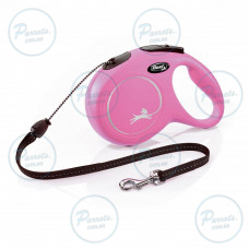 Повідець-рулетка Flexi New Classic для собак, з тросом, розмір M 8 м / 20 кг (рожева)