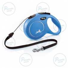 Поводок-рулетка Flexi New Classic для собак, с тросом, размер M 8 м / 20 кг (синяя)