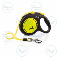 Поводок-рулетка Flexi New Neon для собак, с лентой, размер L 5 м/25 кг (желтый)