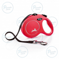 Поводок-рулетка Flexi New Classic для собак, с лентой, размер L 5 м / 50 кг (красная)