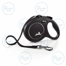 Повідець-рулетка Flexi New Classic для собак, зі стрічкою, розмір L 5 м / 50 кг (чорна)