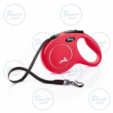 Повідець-рулетка Flexi New Classic для собак, зі стрічкою, розмір M 5 м / 25 кг (червона)