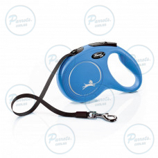 Повідець-рулетка Flexi New Classic для собак, зі стрічкою, розмір M 5 м / 25 кг (синя)