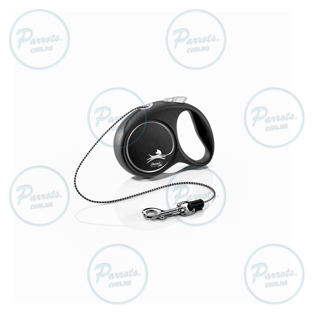 Рулетка Flexi Black Design для собак, трос, розмір XS, 3 м (чорна)