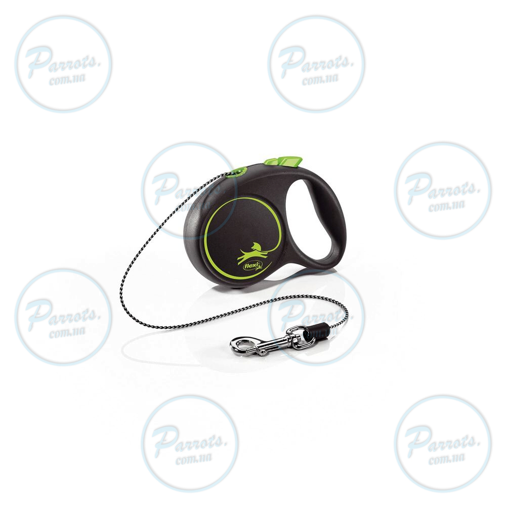 Рулетка Flexi Black Design для собак, трос, розмір XS, 3 м (зелена)