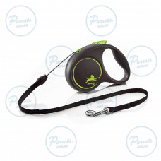 Рулетка Flexi Black Design для собак, трос, размер S, 5 м (зеленая)