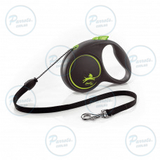 Рулетка Flexi Black Design для собак, трос, размер M, 5 м (зеленая)