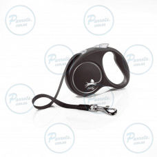 Рулетка Flexi Black Design для собак, лента, размер S, 5 м (черная)