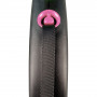 Рулетка Flexi Black Design для собак, стрічка, розмір S, 5 м (рожева)