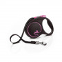 Рулетка Flexi Black Design для собак, стрічка, розмір M, 5 м (рожева)
