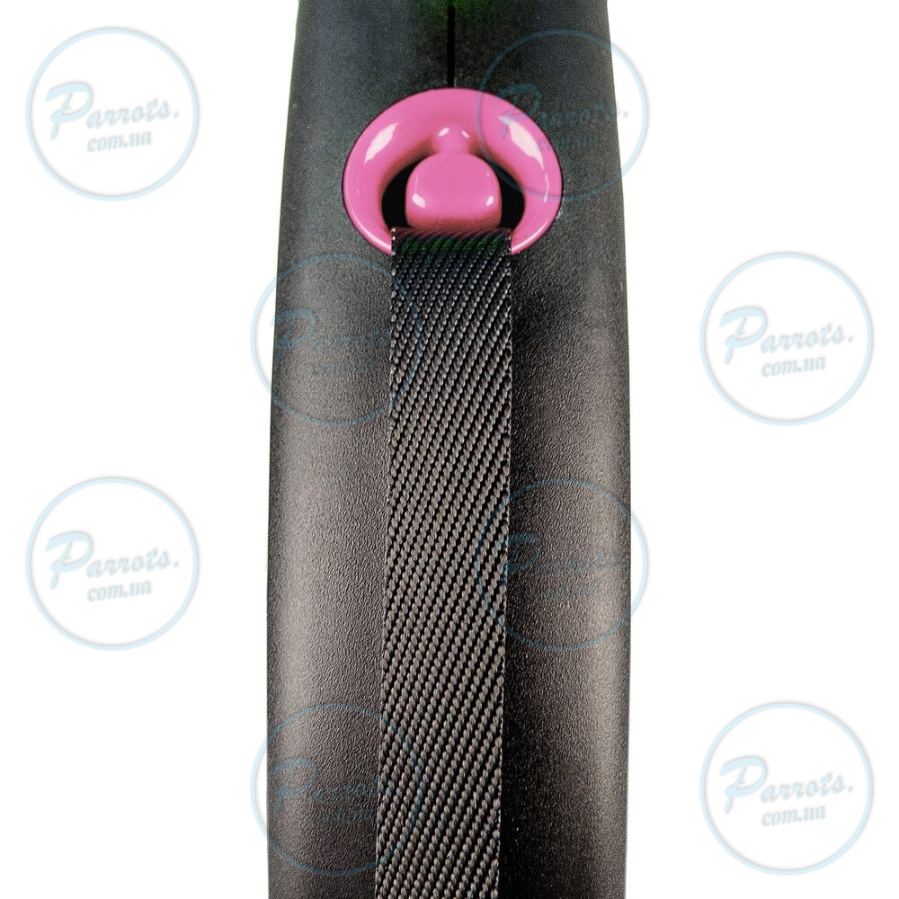Рулетка Flexi Black Design для собак, стрічка, розмір M, 5 м (рожева)