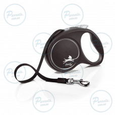 Рулетка Flexi Black Design для собак, стрічка, розмір L, 5 м (чорна)