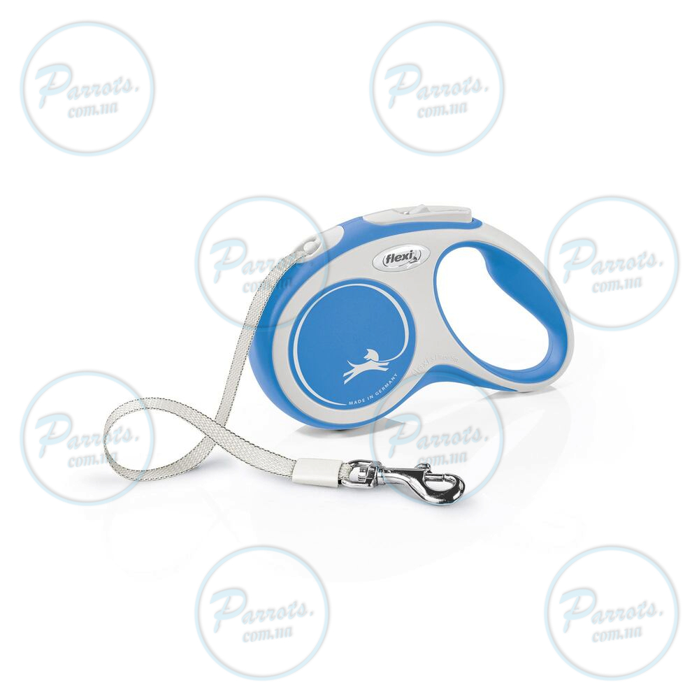 Рулетка Flexi New Comfort для собак, стрічка, розмір S, 5 м (синя)