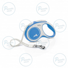 Рулетка Flexi New Comfort для собак, лента, размер S, 5 м (синяя)
