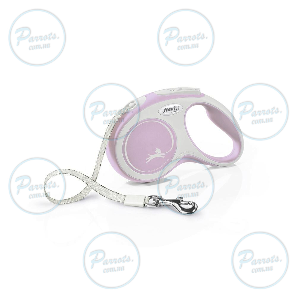 Рулетка Flexi New Comfort для собак, стрічка, розмір S, 5 м (рожева)
