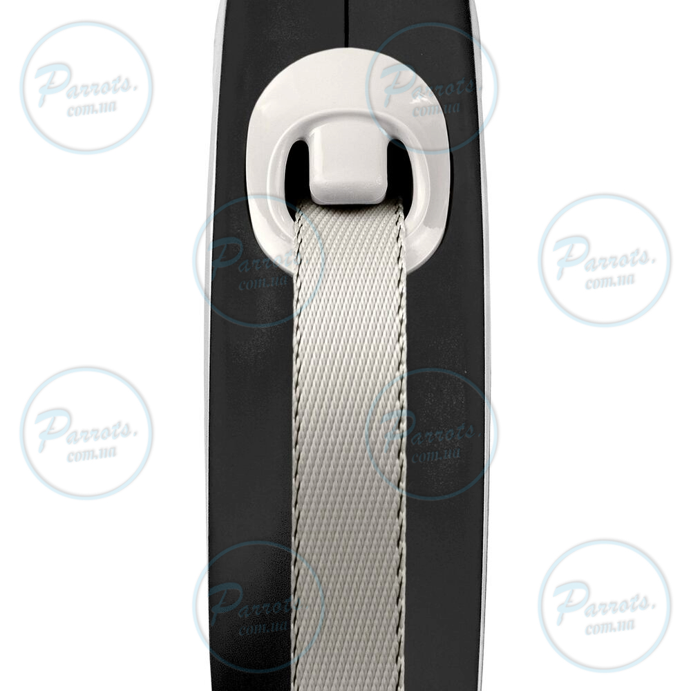 Рулетка Flexi New Comfort для собак, стрічка, розмір L, 8 м (чорна)