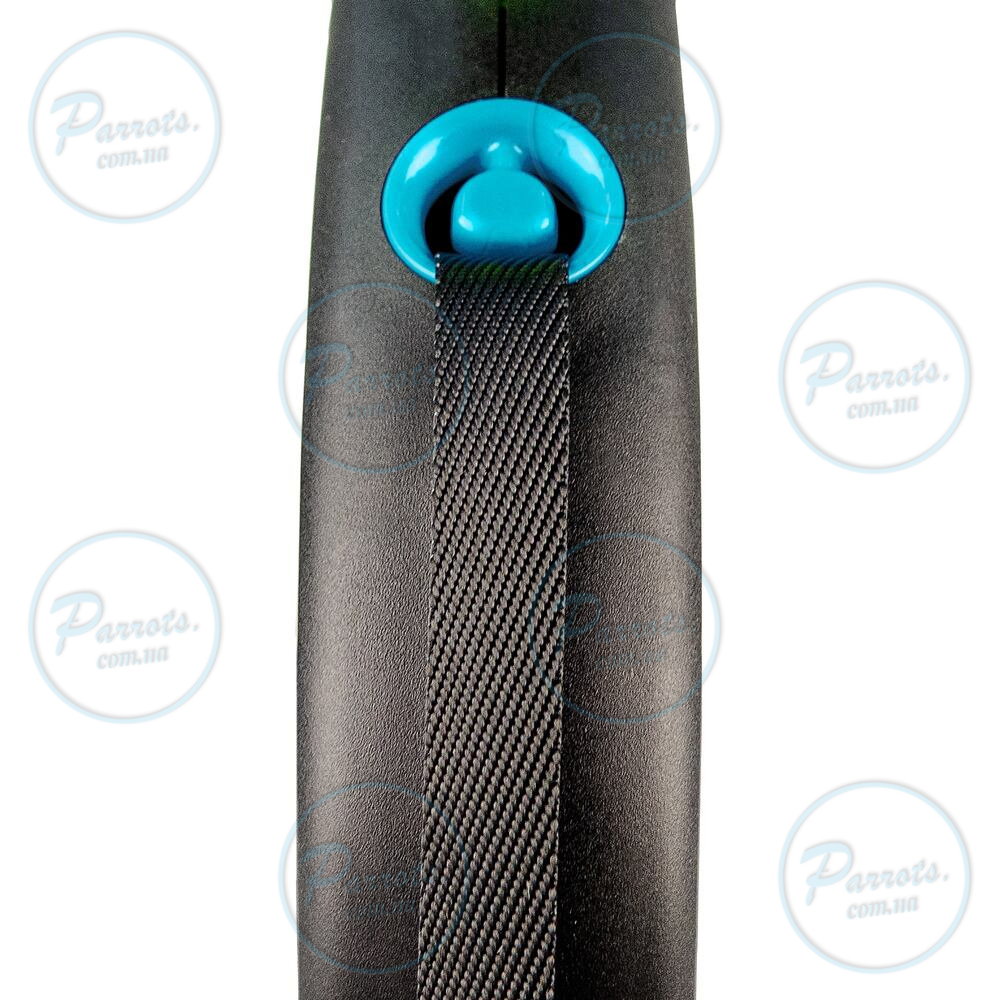 Рулетка Flexi Black Design для собак, стрічка, розмір M, 5 м (синя)