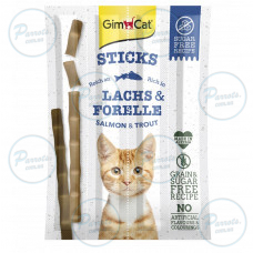 Лакомство GimCat для кошек, палочки с лососем и треской, 4 шт по 5 г