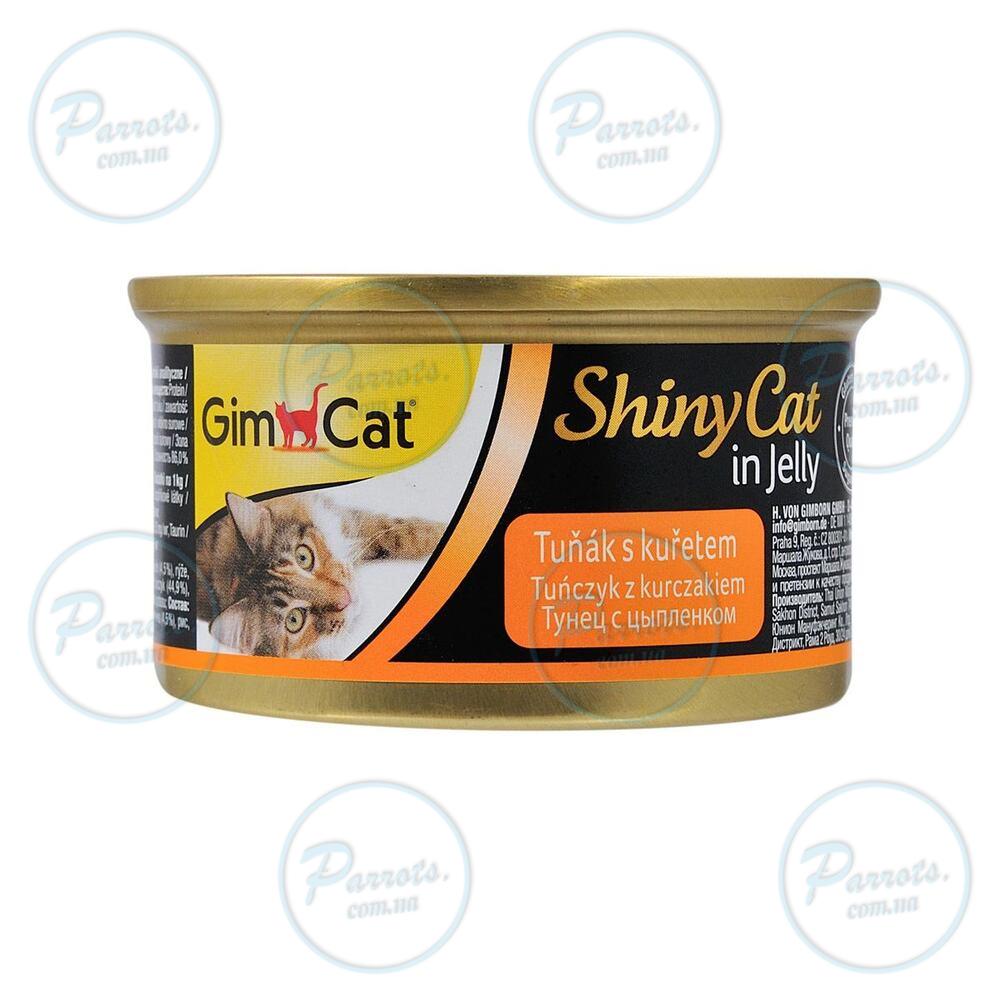 Вологий корм GimCat Shiny Cat для котів, тунець та курка, 70 г
