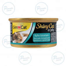 Влажный корм GimCat Shiny Cat для кошек, курица и креветка, 70 г