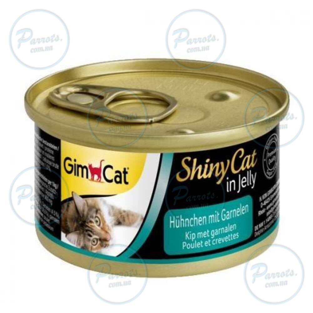 Вологий корм GimCat Shiny Cat для котів, курка і креветка, 70 г