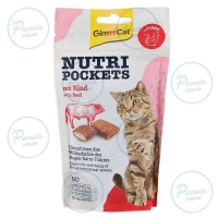 Вітамінні ласощі GimCat Nutri Pockets для котів для виведення шерсті з яловичиною та солодом 60 г
