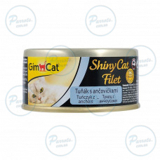 Влажный корм GimCat Shiny Cat Filet для кошек, тунец и анчоус, 70 г