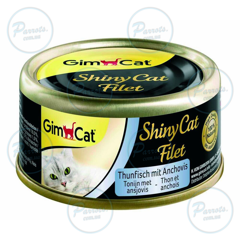 Влажный корм GimCat Shiny Cat Filet для кошек, тунец и анчоус, 70 г