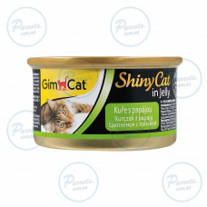 Вологий корм GimCat Shiny Cat для котів, курка і папайя, 70 г