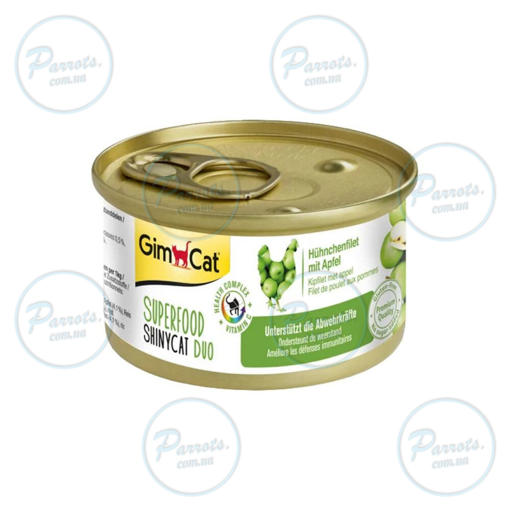 Влажный корм GimCat Shiny Cat Superfood для кошек, курица и яблоко, 70 г