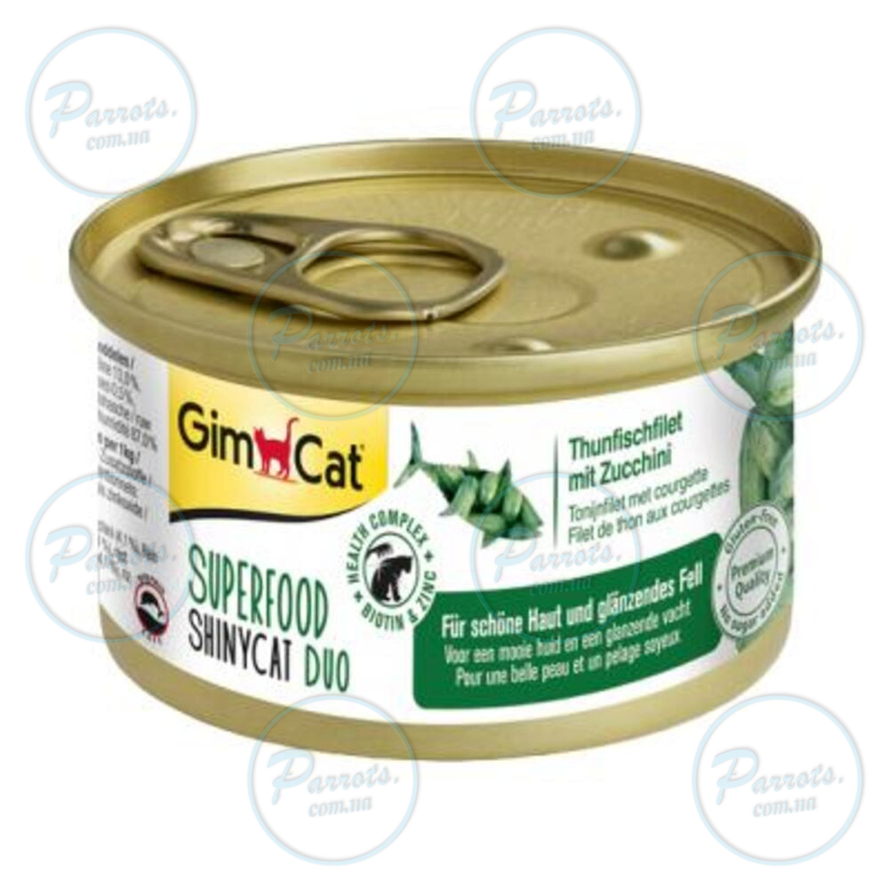 Вологий корм GimCat Shiny Cat Superfood для котів, тунець та цукіні, 70 г