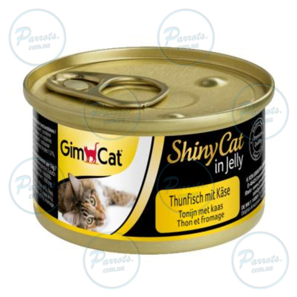 Вологий корм GimCat Shiny Cat для котів, тунець і сир, 70 г